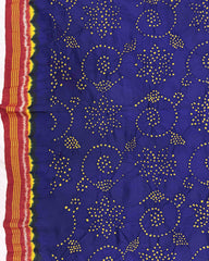 Red & Blue Bandhani Patola Dupatta - SindhoiPatolaArt