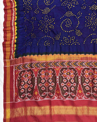 Red & Blue Bandhani Patola Dupatta - SindhoiPatolaArt