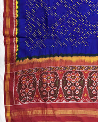 Red & Blue Bandhani Patola Dupatta - SindhoiPatolaArt