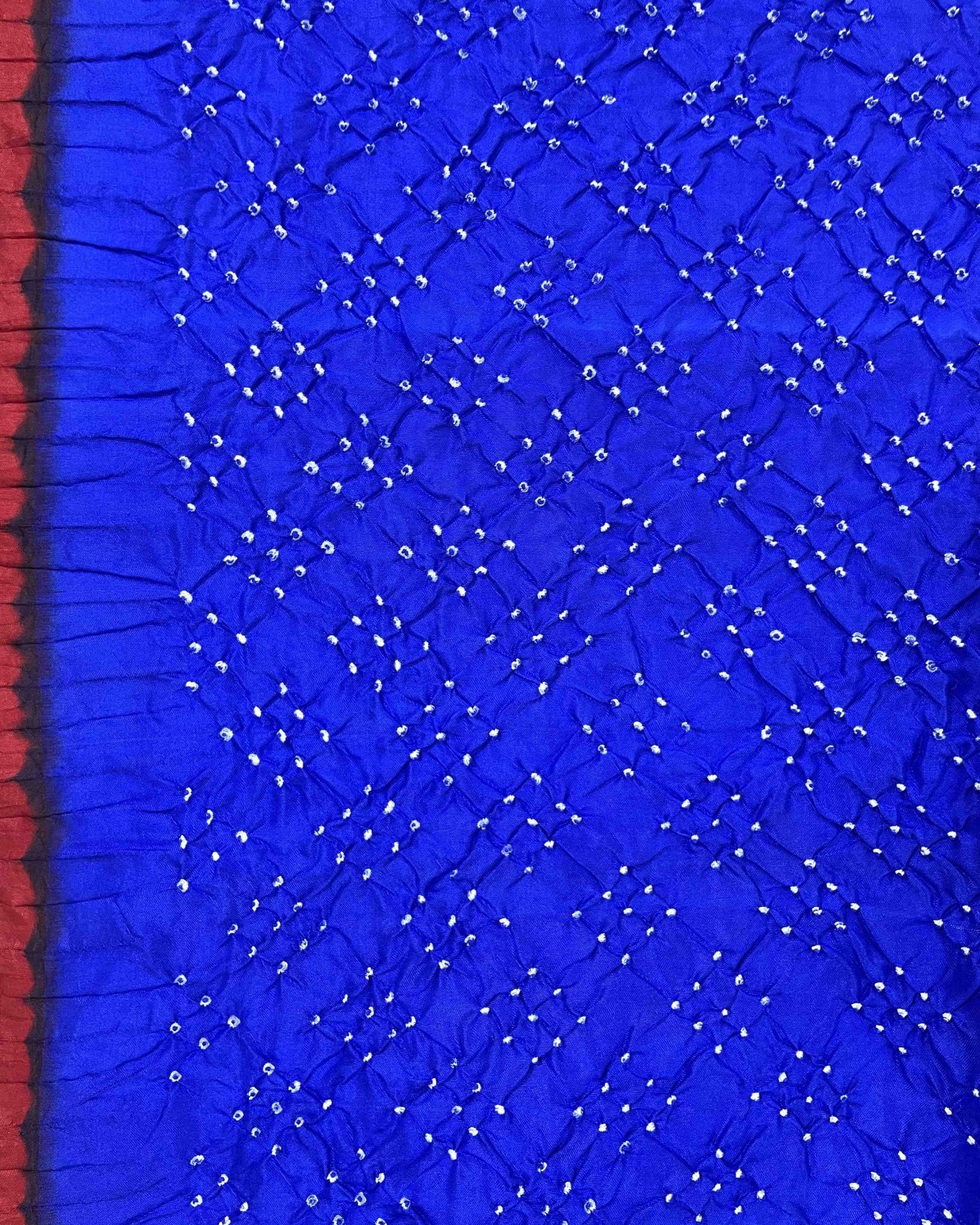 Red & Blue Bandhani Patola Dupatta - SindhoiPatolaArt