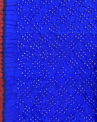 Red & Blue Bandhani Patola Dupatta - SindhoiPatolaArt