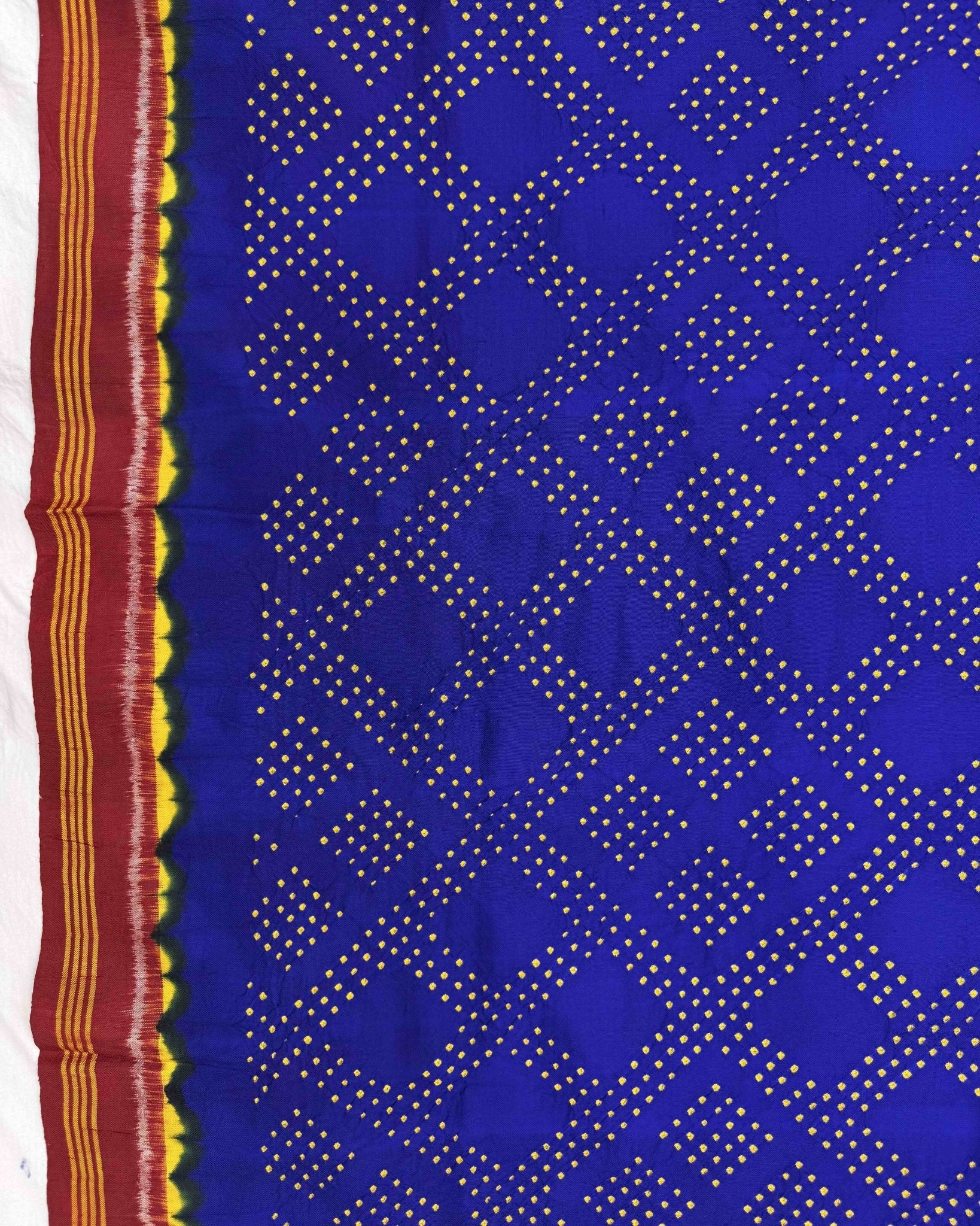 Red & Blue Bandhani Patola Dupatta - SindhoiPatolaArt