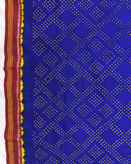 Red & Blue Bandhani Patola Dupatta - SindhoiPatolaArt