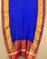 Red & Blue Bandhani Patola Dupatta - SindhoiPatolaArt