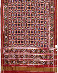 Red & Blue Buttonful Patola Saree - SindhoiPatolaArt