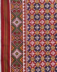 Red & Blue Buttonful Patola Saree - SindhoiPatolaArt