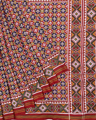 Red & Blue Buttonful Patola Saree - SindhoiPatolaArt