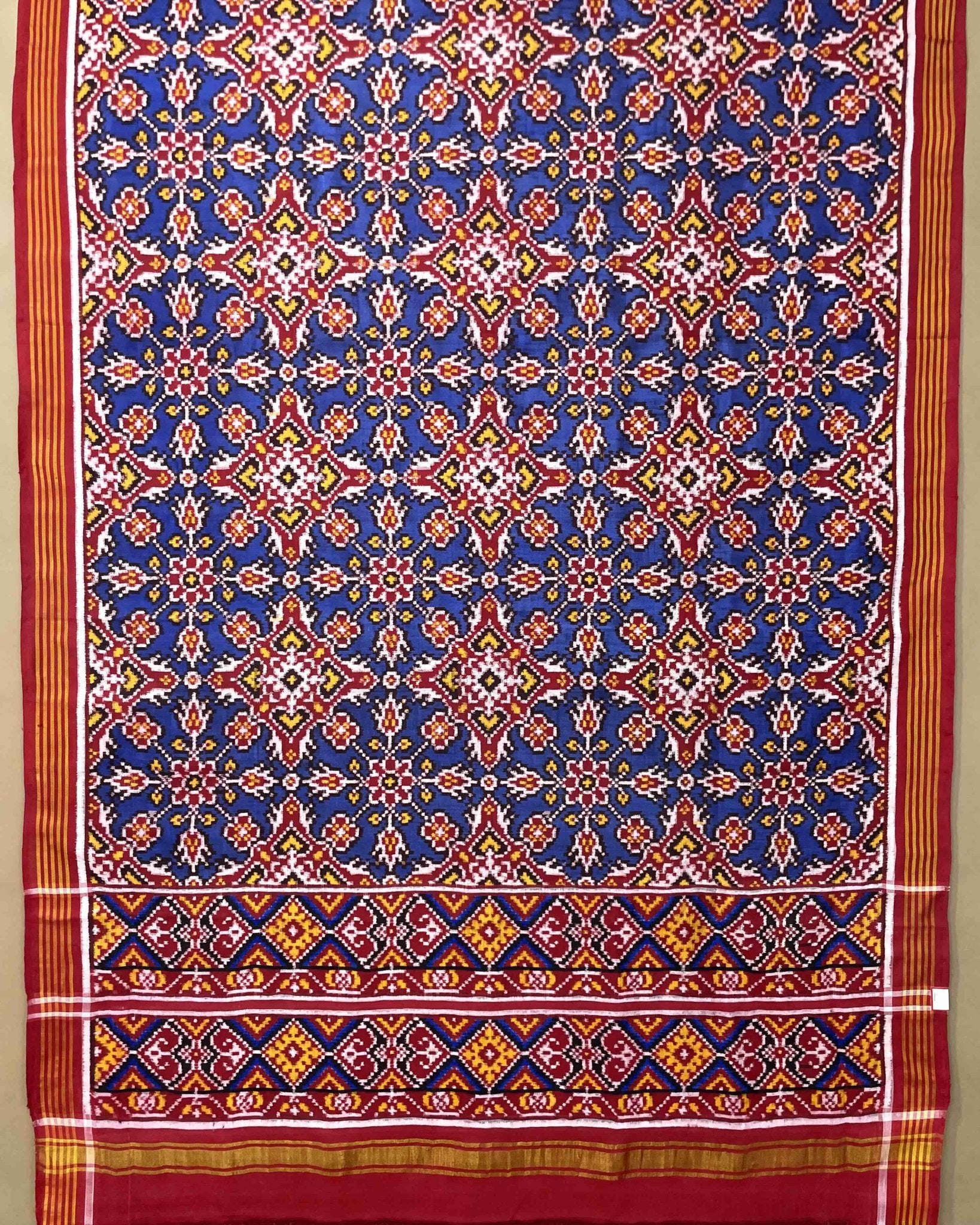 Red & Blue Chhabdi Designer Patoa Dupatta - SindhoiPatolaArt