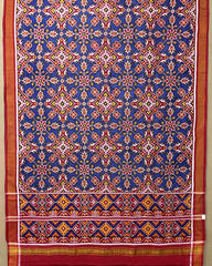 Red & Blue Chhabdi Designer Patoa Dupatta - SindhoiPatolaArt
