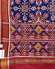 Red & Blue Chhabdi Designer Patola Dupatta - SindhoiPatolaArt