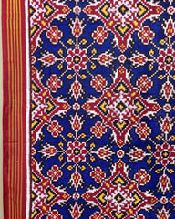Red & Blue Chhabdi Designer Patola Dupatta - SindhoiPatolaArt