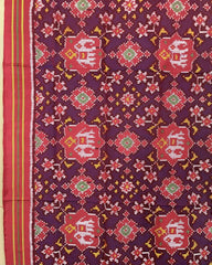 Red & Blue Elephant Navratan Patola Dupatta - SindhoiPatolaArt