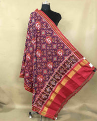 Red & Blue Elephant Navratan Patola Dupatta - SindhoiPatolaArt