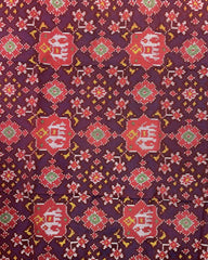 Red & Blue Elephant Navratan Patola Dupatta - SindhoiPatolaArt