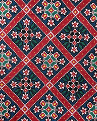 Red & blue Fancy Flower Designer Patola Dupatta - SindhoiPatolaArt