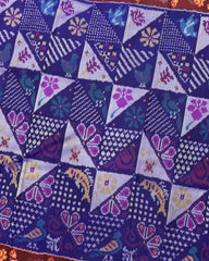 Red & Blue Fancy Narikunj Semi Double Ikat Patola Saree - SindhoiPatolaArt