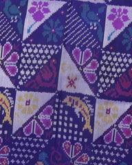 Red & Blue Fancy Narikunj Semi Double Ikat Patola Saree - SindhoiPatolaArt