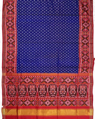 Red & Blue Jaali Design Patola Saree - SindhoiPatolaArt