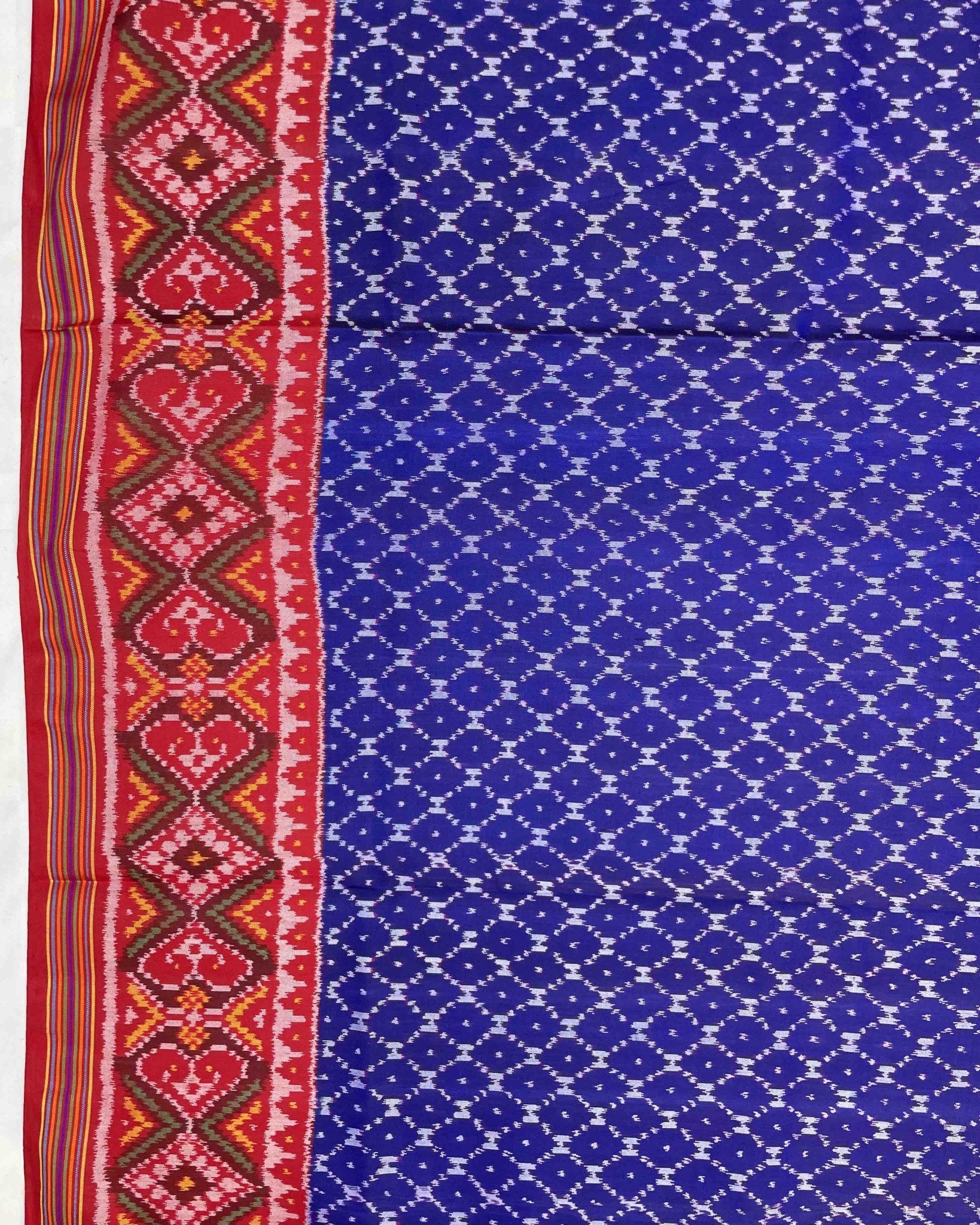 Red & Blue Jaali Design Patola Saree - SindhoiPatolaArt