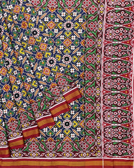 Red & Blue Manekchowk Double Ikat Patola Saree - SindhoiPatolaArt