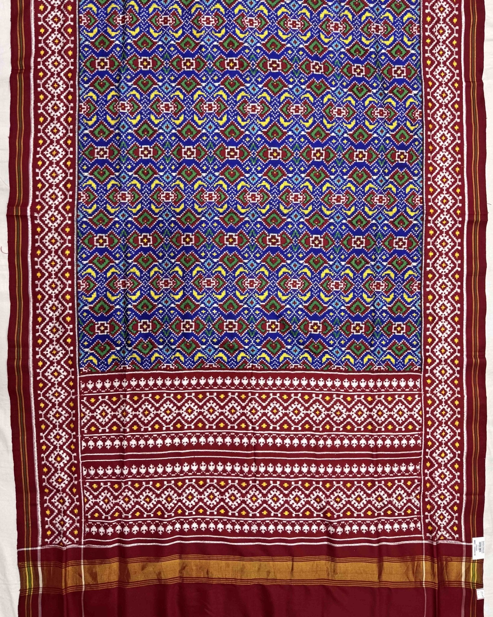 Red & Blue Manekchowk Double Ikat Patola Saree - SindhoiPatolaArt