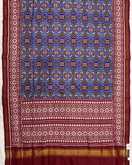 Red & Blue Manekchowk Double Ikat Patola Saree - SindhoiPatolaArt