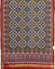 Red & Blue Manekchowk Double Ikat Patola Saree - SindhoiPatolaArt