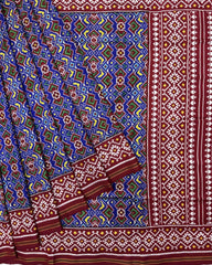 Red & Blue Manekchowk Double Ikat Patola Saree - SindhoiPatolaArt