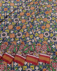 Red & Blue Manekchowk Double Ikat Patola Saree - SindhoiPatolaArt