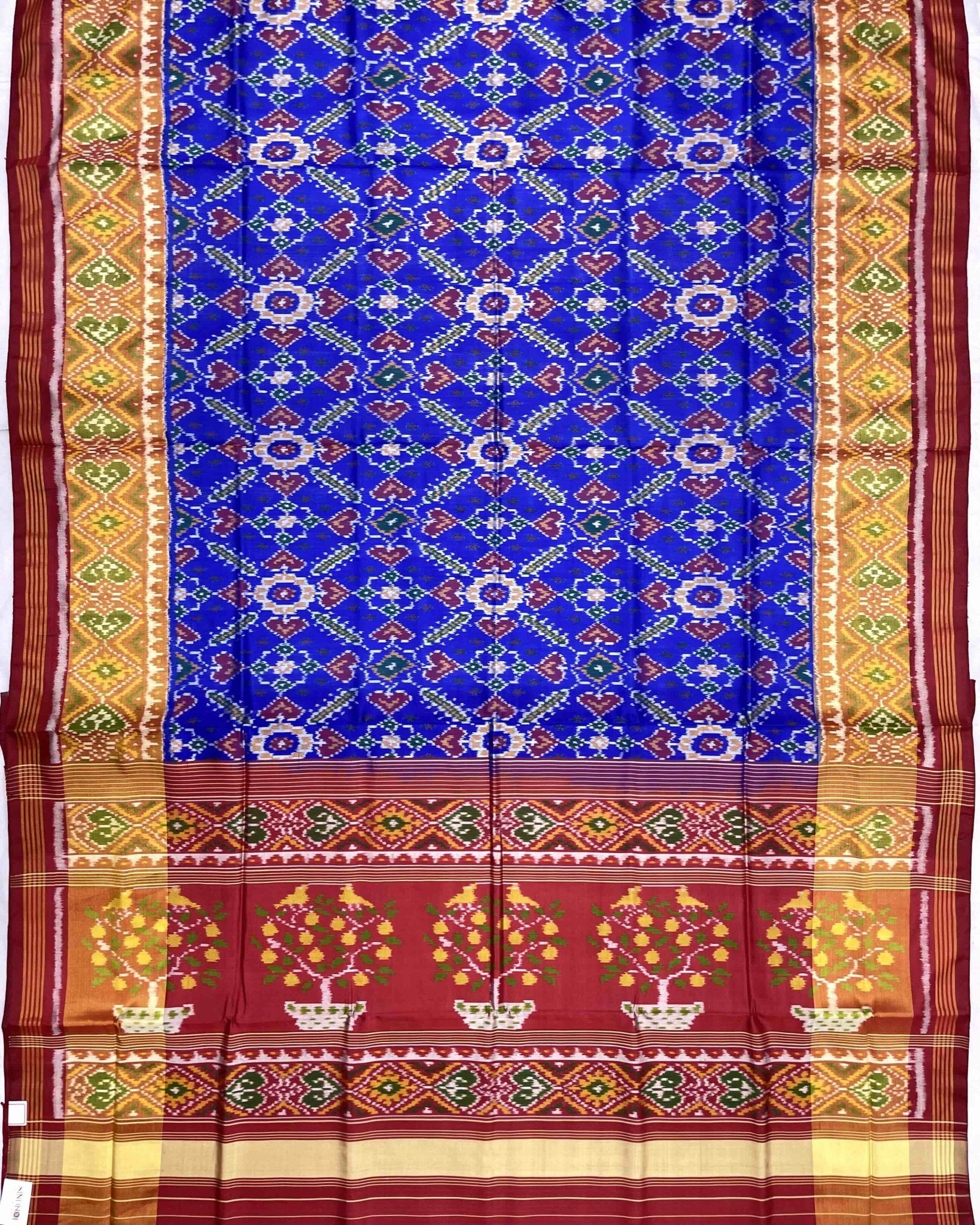 Red & Blue Manekchowk Patola Saree - SindhoiPatolaArt