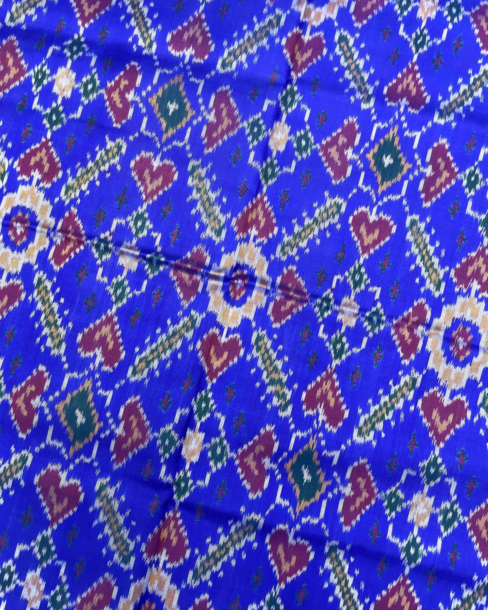 Red & Blue Manekchowk Patola Saree - SindhoiPatolaArt