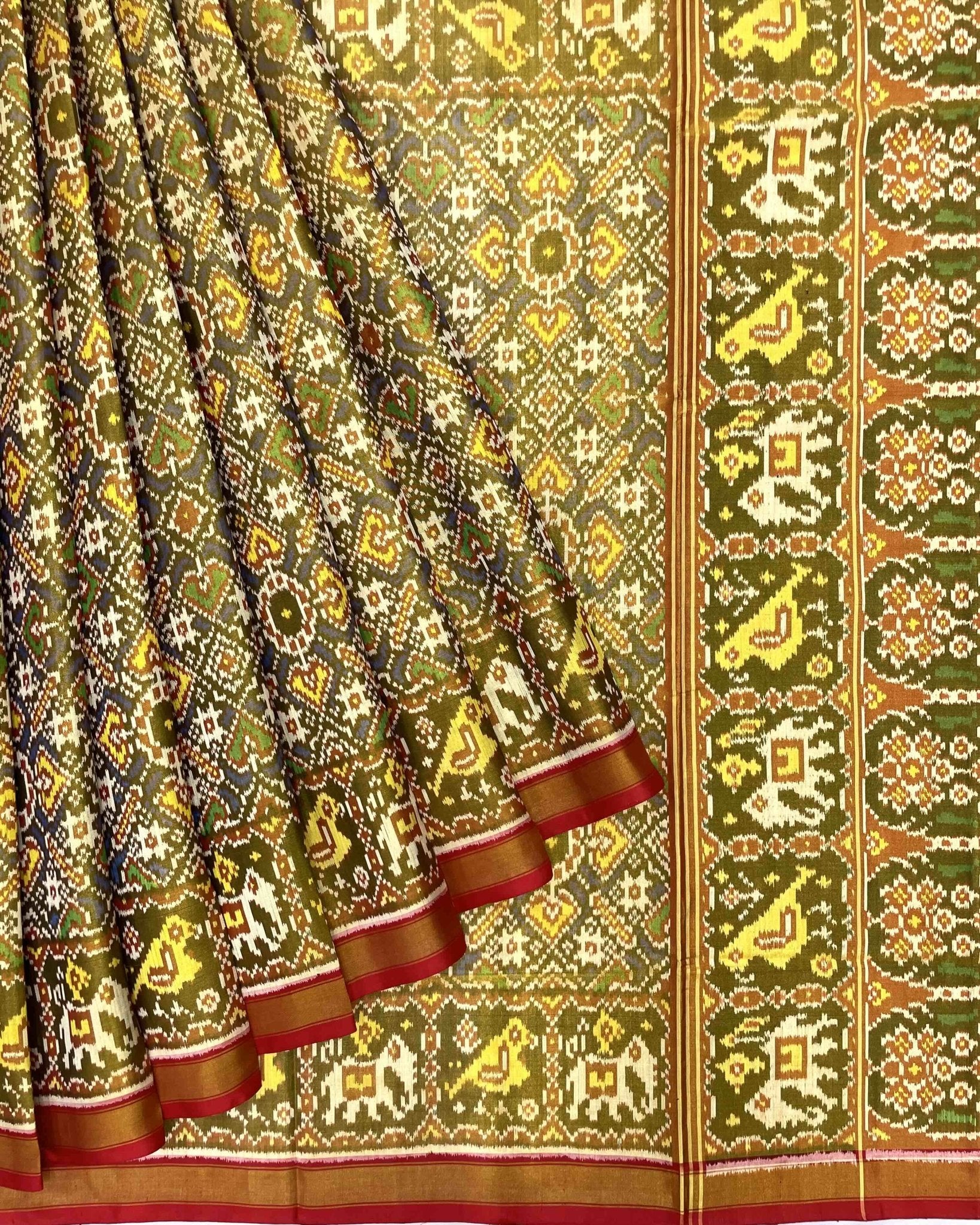 Red & Blue Manekchowk Tissue Patola Saree - SindhoiPatolaArt