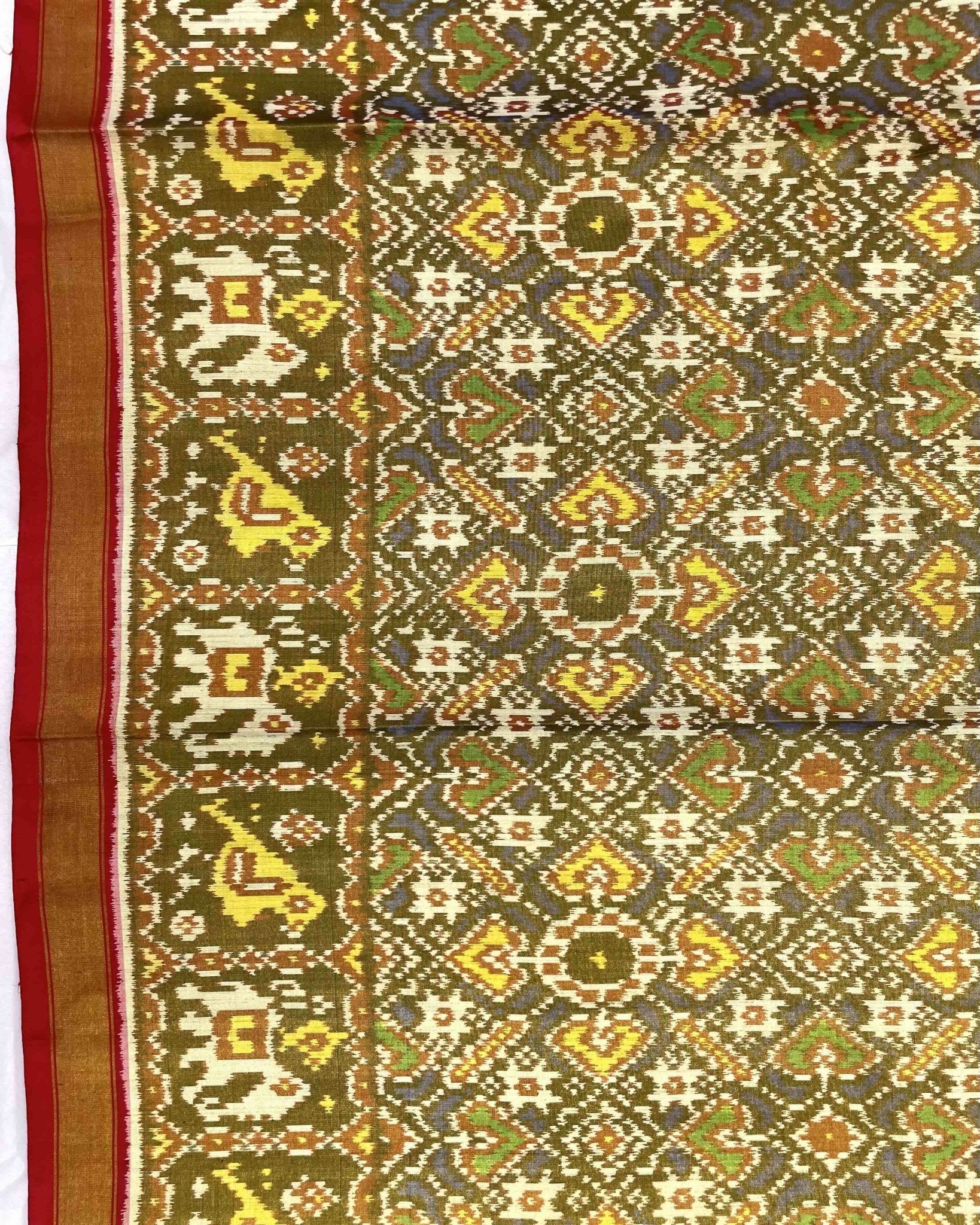 Red & Blue Manekchowk Tissue Patola Saree - SindhoiPatolaArt