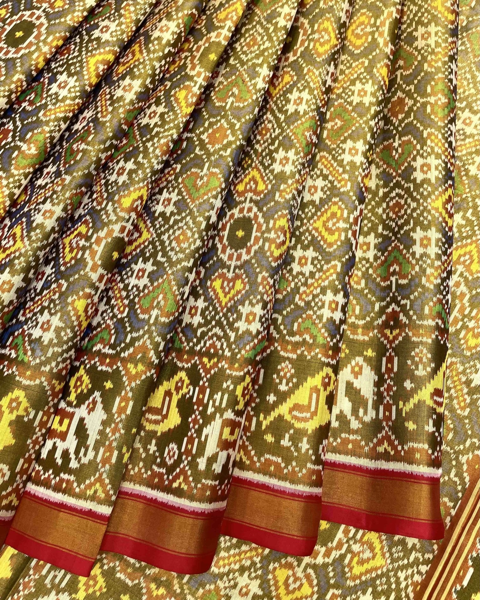 Red & Blue Manekchowk Tissue Patola Saree - SindhoiPatolaArt