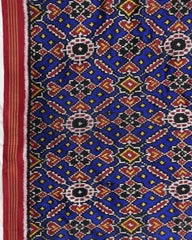 Red & Blue Manekchowk Twill Patola Saree - SindhoiPatolaArt