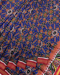 Red & Blue Manekchowk Twill Patola Saree - SindhoiPatolaArt