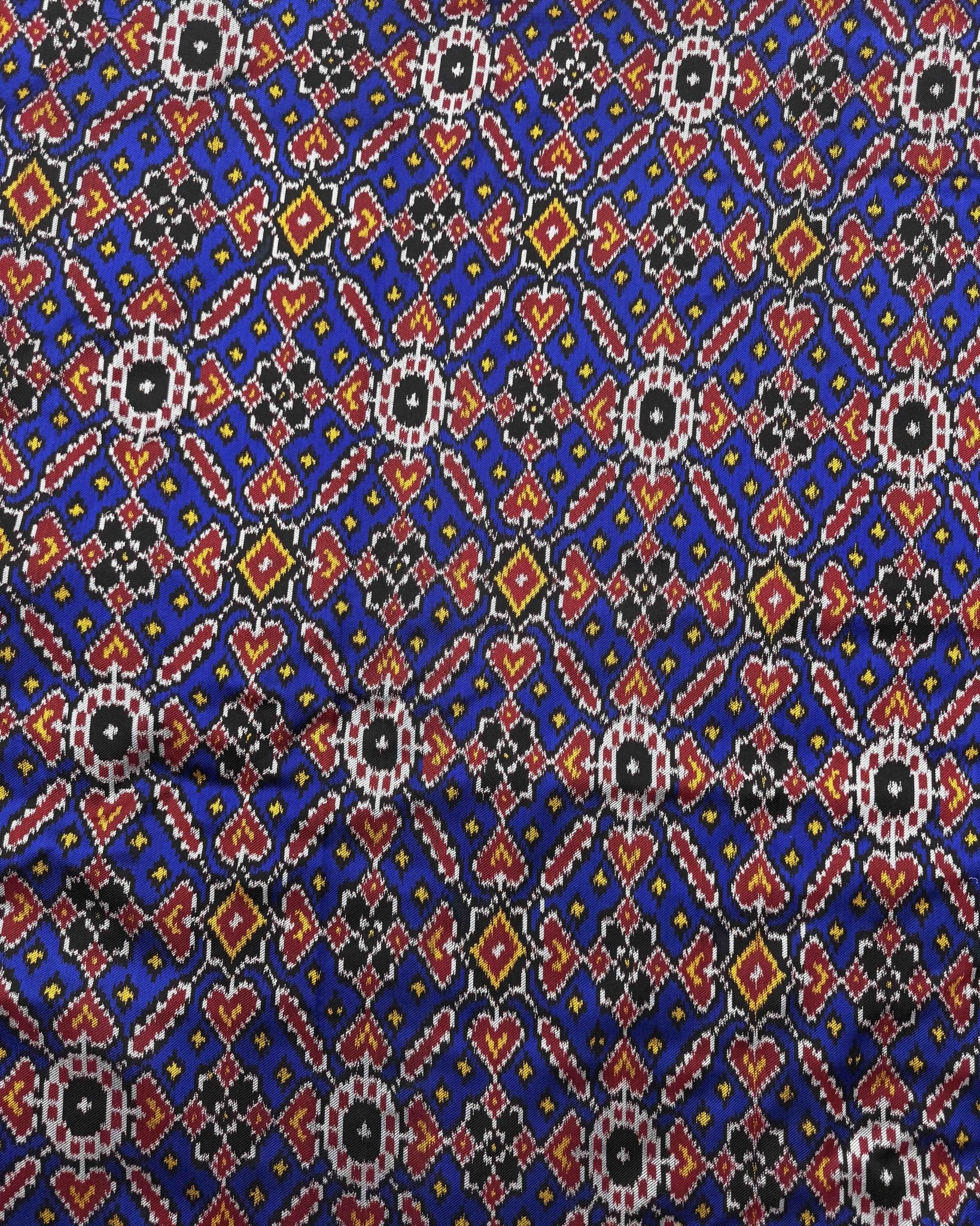 Red & Blue Manekchowk Twill Patola Saree - SindhoiPatolaArt