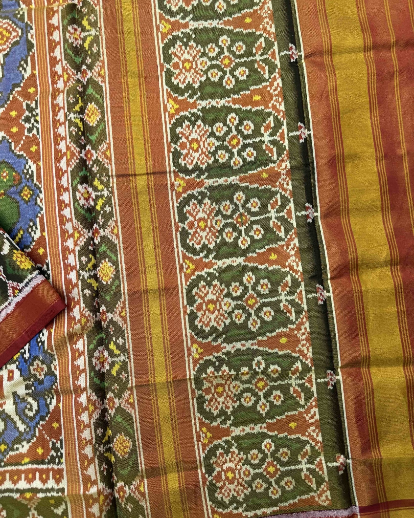 Red & Blue Narikunj Chhabdi Tissue Patola Saree - SindhoiPatolaArt