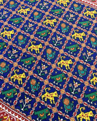 Red & Blue Narikunj Double Ikat Patola Saree - SindhoiPatolaArt