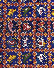 Red & Blue Narikunj Patola Dupatta - SindhoiPatolaArt