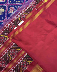 Red & Blue Narikunj Twill Patola Saree - SindhoiPatolaArt