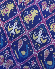 Red & Blue Narikunj Twill Patola Saree - SindhoiPatolaArt