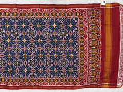 Red & Blue Navaratn Double Ikat Patan Patola Saree - SindhoiPatolaArt