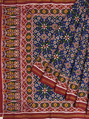 Red & Blue Navaratn Double Ikat Patan Patola Saree - SindhoiPatolaArt