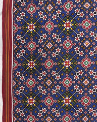 Red & Blue Navratan Double Ikat Patola Dupatta - SindhoiPatolaArt