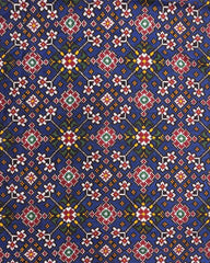 Red & Blue Navratan Double Ikat Patola Dupatta - SindhoiPatolaArt