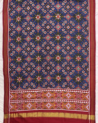 Red & Blue Navratan Double Ikat Patola Dupatta - SindhoiPatolaArt