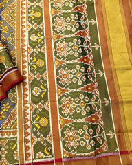 Red & Blue Navratan Mix Tissue Patola Saree - SindhoiPatolaArt