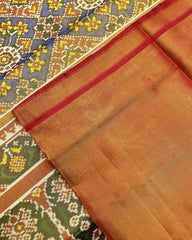 Red & Blue Navratan Mix Tissue Patola Saree - SindhoiPatolaArt