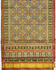 Red & Blue Navratan Mix Tissue Patola Saree - SindhoiPatolaArt